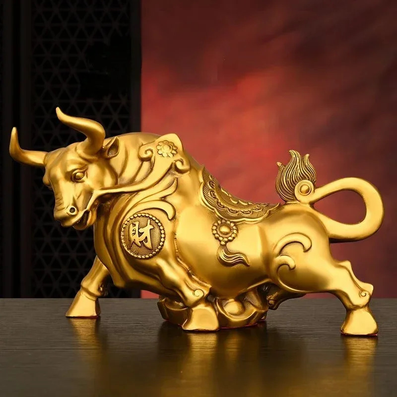 Home Office Marketing - Ornamento de vaca de cobre Feng