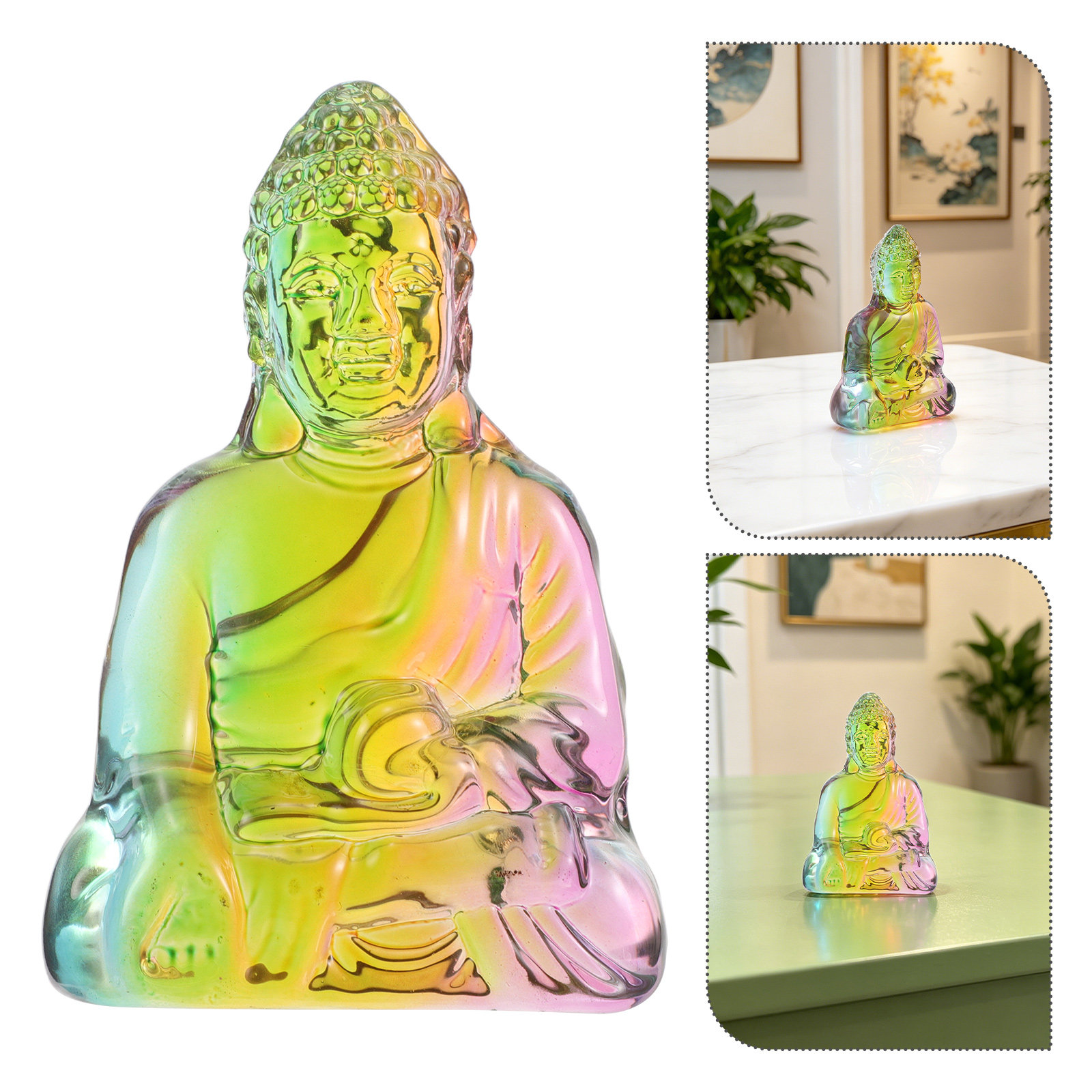 Home Office Minimalist - Estátua de Buda de Cristal Pequena