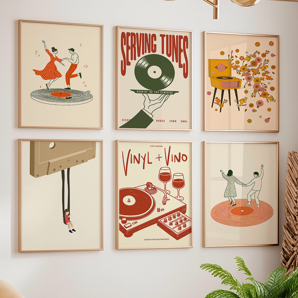 Home Office Furniture - 1 unidade Pôster de Música Vintage