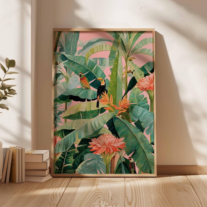 1 pôster retrô tropical em tel - Home Office Furniture avaliação e preço