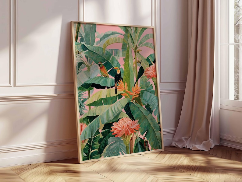 1 pôster retrô tropical em tel - Home Office Furniture avaliação e preço