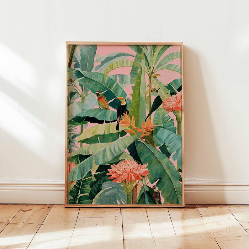 1 pôster retrô tropical em tel - Home Office Furniture avaliação e preço