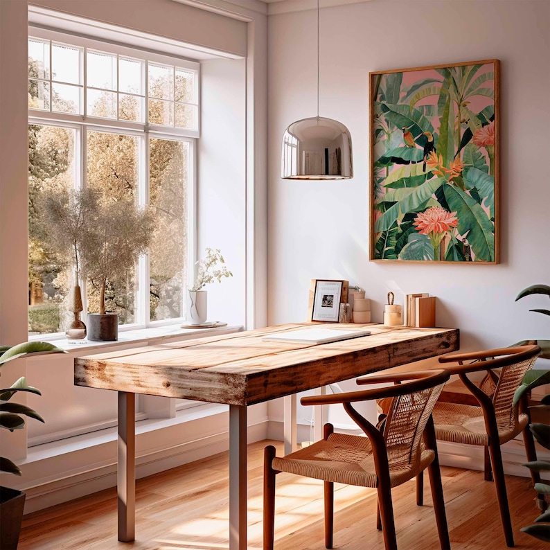 1 pôster retrô tropical em tel - Home Office Furniture avaliação e preço